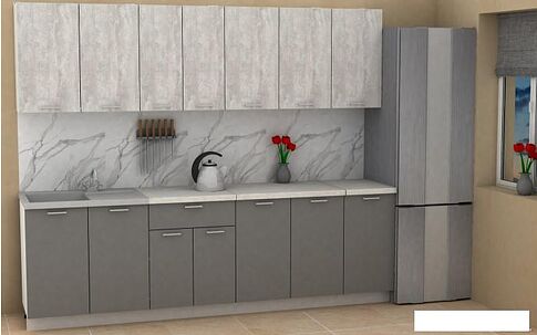 Готовая кухня ЭлиГард Lion 2.6 (ледяное дерево/дымчатый алмаз/королевский опал)