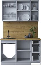 Готовая кухня Интерлиния Мила Шато 1.3А (белый/мята/бискайская сосна)