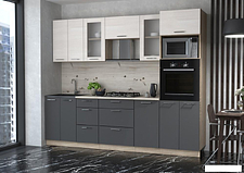 Готовая кухня Интерлиния Мила 2.6 ВТ (вудлайн кремовый/антрацит/бискайская сосна)