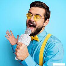 Bluetooth-микрофон Hoco BK5 Cantando (белый/голубой)