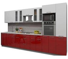 Готовая кухня Интерлиния Мила Gloss 3.6 (белый-красный)