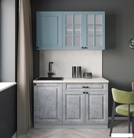 Готовая кухня Интерлиния Мила Деко 1.3А (керамика/океан/опал светлый)