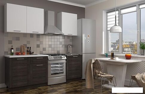 Готовая кухня ЭлиГард Виктория 1.5 (белый/рамка дуб венге/белый)