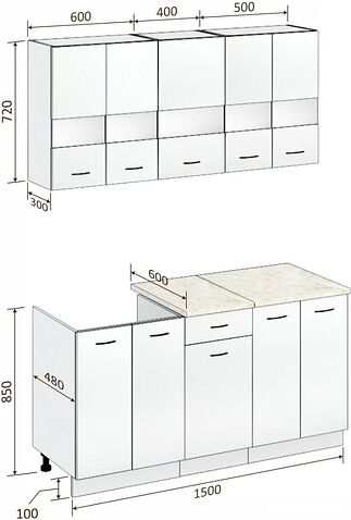 Кухня Кортекс-мебель Корнелия Экстра 1.6м (дуб сонома/марсель)