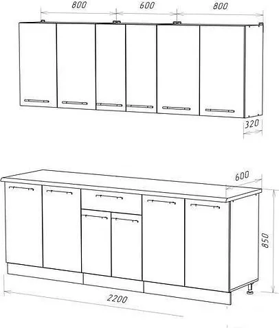 Готовая кухня Кастанье Марта 2.2 (ваниль/трюфель коричневый)