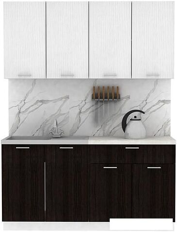 Готовая кухня ЭлиГард Lion 2 1.6 (белый структурный/дуб марбург/королевский опал)