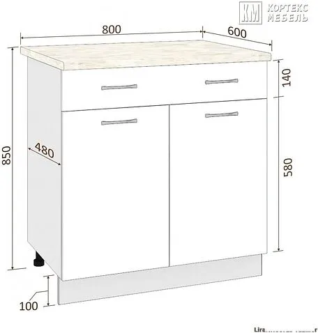 Шкаф напольный Кортекс-мебель Корнелия Лира НШ80р1ш (крем/мадрид)