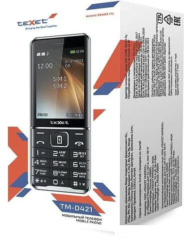 Кнопочный телефон TeXet TM-D421 (черный)