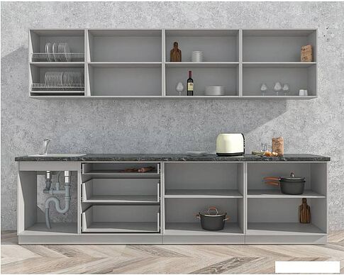 Кухня Интерлиния Мила Матте 3.0 А (белый/мята/опал светлый)