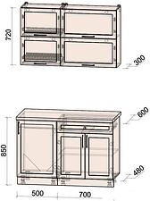 Готовая кухня Интерлиния Тренд 1.2Б (луна/луна/бискайская сосна)