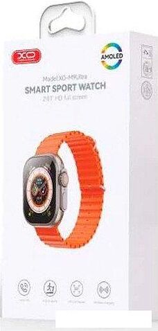 Умные часы XO M9 Ultra (серебристый, с оранжевым силиконовым ремешком)