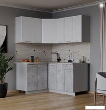 Готовая кухня Интерлиния Мила Лайт 1.2x1.5 (белый платинум/бетон/бискайская сосна)