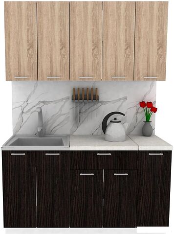 Готовая кухня ЭлиГард Lion 1.5 (дуб сонома/дуб марбург/королевский опал)