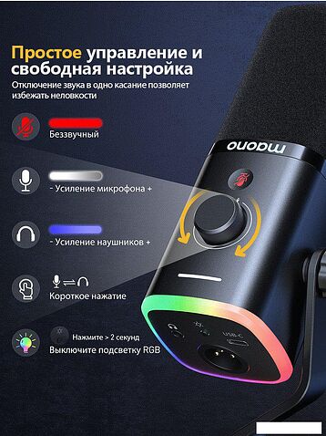 Проводной микрофон Maono PD100X (черный)