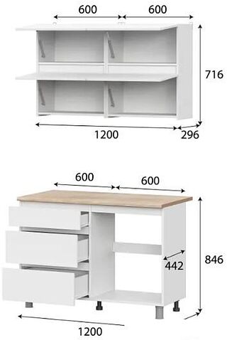 Готовая кухня Mio Tesoro Токио 1.2 (белый текстурный/дуб сонома)
