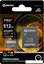 Карта памяти Platinet Pro 3 microSDXC PMMSDX512UIII 512GB + адаптер Карта памяти Platinet Pro 3 microSDXC PMMSDX512UIII 512GB + адаптер