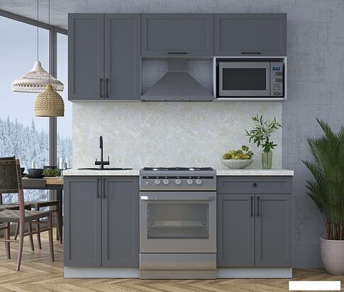 Готовая кухня Интерлиния Тренд 1.8В (пепел/пепел/опал светлый)