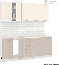 Кухня Кортекс-мебель Корнелия Лира 2.0м (крем/капучино/королевский опал) Кухня Кортекс-мебель Корнелия Лира 2.0м (крем/капучино/королевский опал)