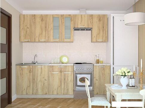 Готовая кухня Интерлиния Мила 18 (дуб золотой)