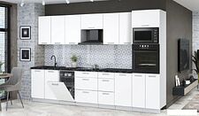 Готовая кухня Интерлиния Мила Лайт 3.25-ПМ3 (белый платинум/белый платинум/кастилло темный)