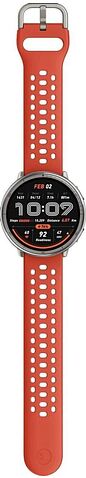 Умные часы Amazfit Active 2 (серебристый, с оранжевым силиконовым ремешком)