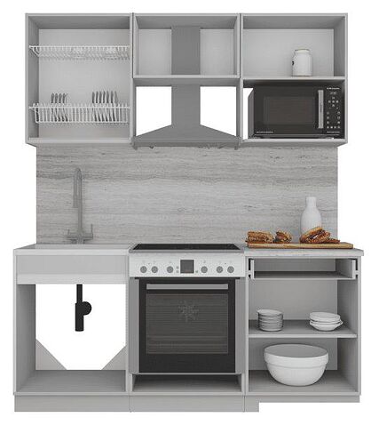 Готовая кухня Интерлиния Мила Gloss 1.8 (ваниль-асфальт)