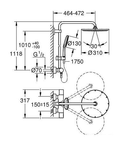 Душевая система  Grohe Rainshower SmartActive 310 Cosmopolitan 27966001