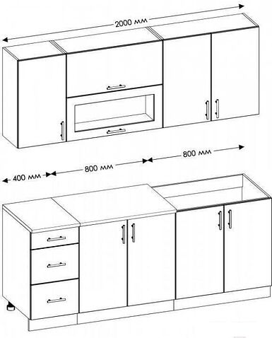 Кухня Senira Вяселка 4/03 2.0м + шкаф настенный В-083