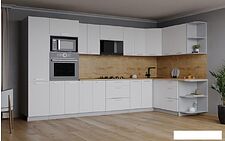 Готовая кухня Интерлиния Мила Лайт 1.68x3.4 правая (белый платинум/белый платинум/дуб бунратти) Готовая кухня Интерлиния Мила Лайт 1.68x3.4 правая (белый платинум/белый платинум/дуб бунратти)