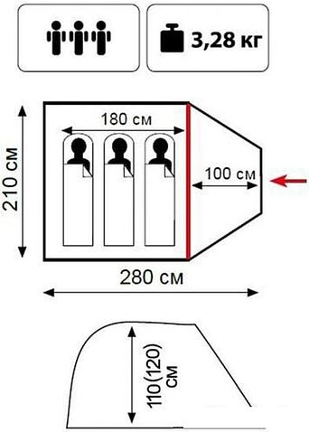 Треккинговая палатка TRAMP Fly 3 (зеленый)