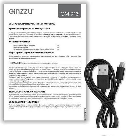 Беспроводная колонка Ginzzu GM-913B