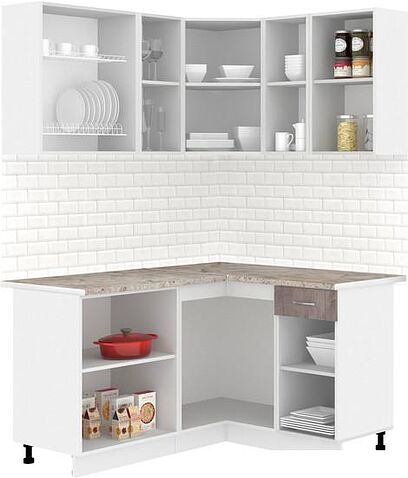 Готовая кухня Кортекс-мебель Корнелия Лира 1.5x1.3 (капучино/оникс/марсель)