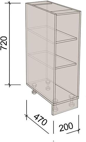 Шкаф напольный Артём-Мебель 200мм СН-114.141 (ДСП серый)