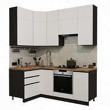 Готовая кухня ВерсоМебель Эко Премиум 1.2x2.0 левая (белый фасадный/ст. дуб вотан)