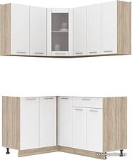 Готовая кухня Интерлиния Мила 12x15 без столешницы (белый платинум)