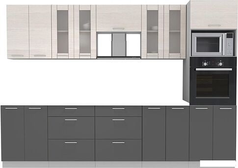 Готовая кухня Интерлиния Мила 3.0 ВТ без столешницы (вудлайн кремовый/антрацит)