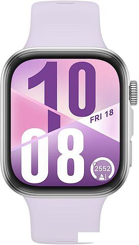 Умные часы Huawei Watch FIT 4 (серебристый, с сиреневым силиконовым ремешком, международная версия)