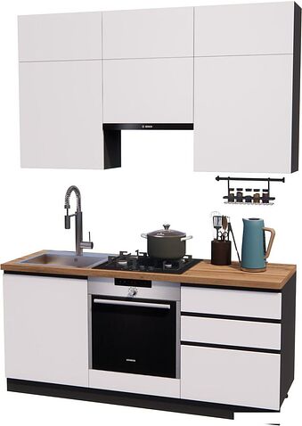 Готовая кухня ВерсоМебель Эко Премиум 1.8 (белый фасадный/ст. дуб вотан)