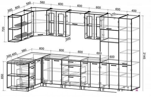 Готовая кухня Интерлиния Мила Gloss 1.68x3.4 правая (белый-красный)