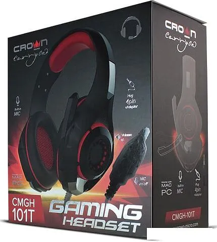 Наушники с микрофоном CrownMicro CMGH-101T (красный)