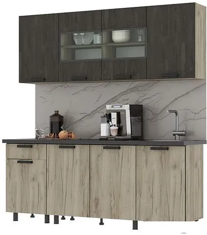 Готовая кухня Стендмебель Эдинбург 2.0 (железный камень/дуб крафт серый)