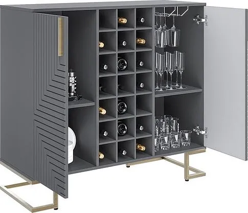 Комоды, тумбы Involux Неаполь 233H211 (графит/черный матовый/золото)