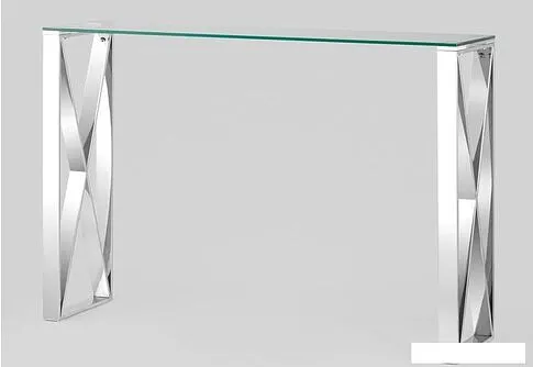 Консольный стол Stool Group Кросс 115x30 (стекло/сталь/серебристый)