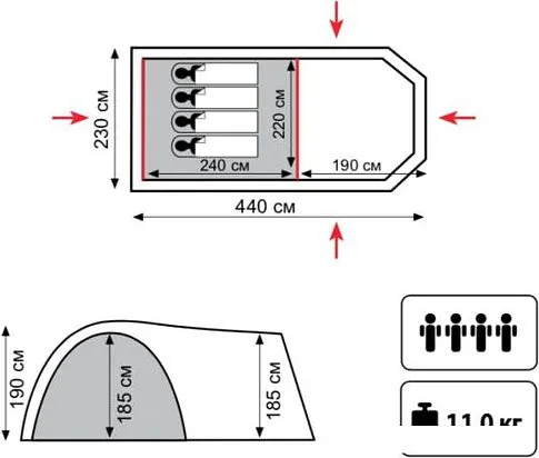 Палатка TRAMP Anaconda 4 v2