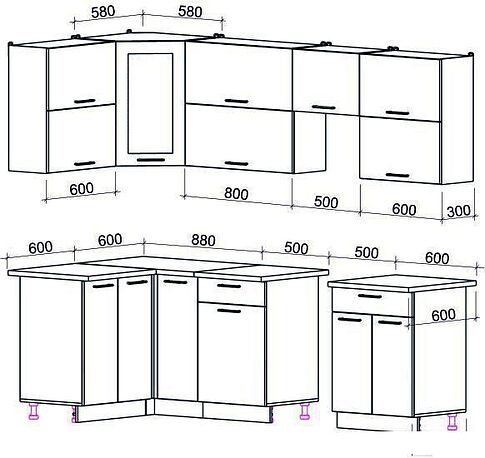 Угловая кухня Интерлиния Мила Gloss 50-12x25 (красный/черный глянец)