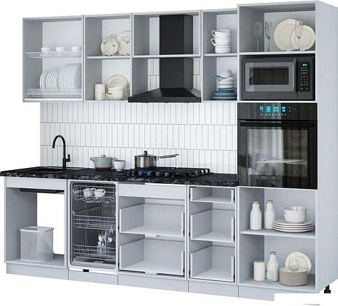 Готовая кухня Интерлиния Мила Gloss 2.65-ПМ3 (красный глянец/красный глянец/кастилло темный)