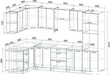 Готовая кухня Интерлиния Мила Лайт 1.68x3.0 левая (белый платинум/бетон портленд/белый гранит)