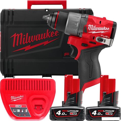 Дрель-шуруповерт Milwaukee M12 FUEL M12FDD2-402X 4933479874 (с 2-мя АКБ 4 Ач, кейс)