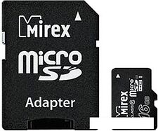 Карта памяти Mirex microSDHC UHS-I (Class 10) 16GB + адаптер [13613-ADSUHS16]
