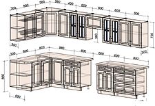 Готовая кухня Интерлиния Мила Шато 1.7x3.6 LV (белый/черный/дуб бунратти)